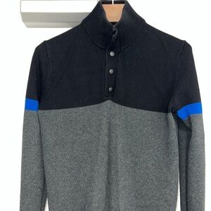 Express Men M Black/Gray Pullover Sweater W/Royal Blue Elbows